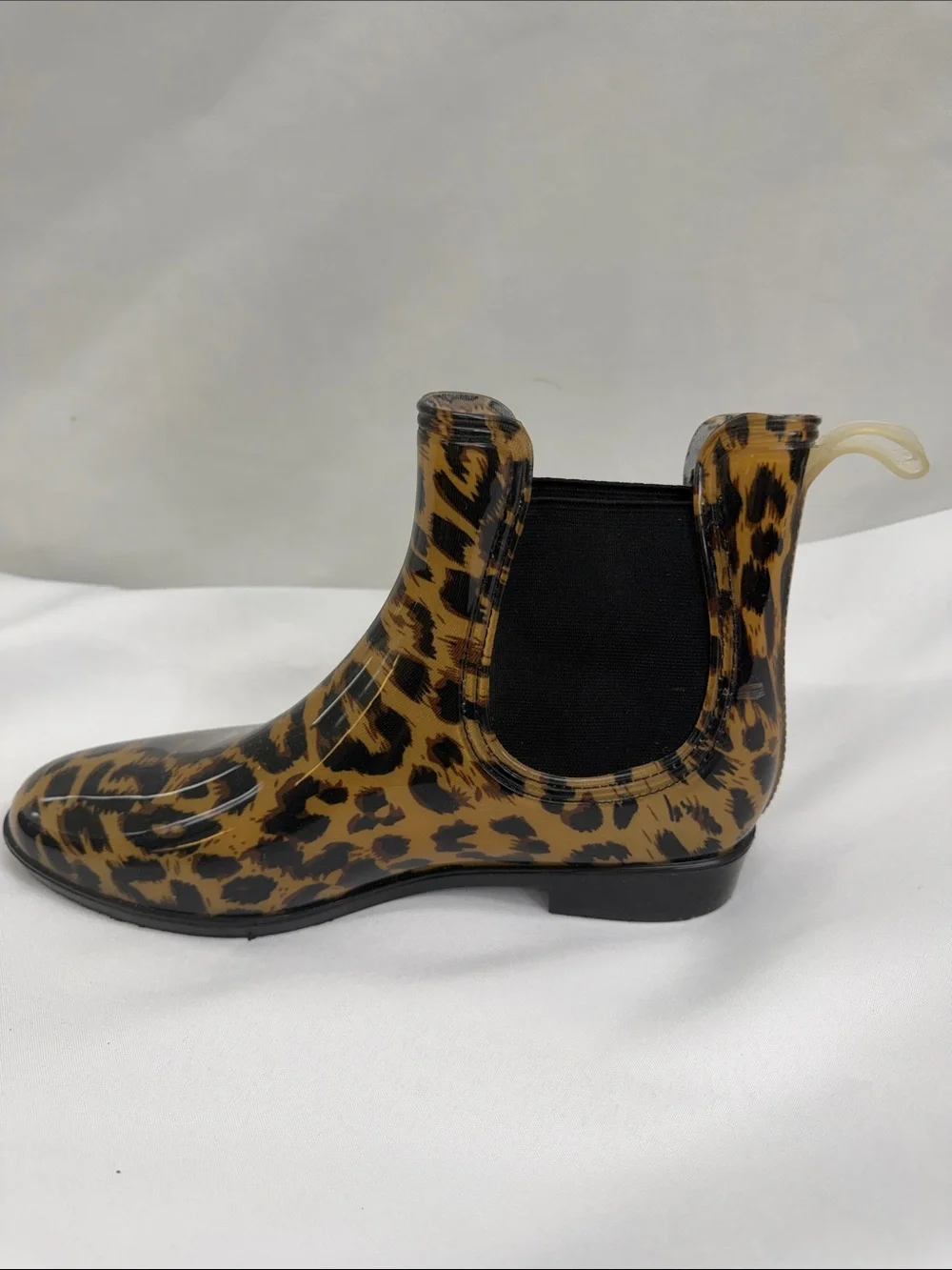 Leopard Print Chelsea Rain Boots - Women's Brown/Black